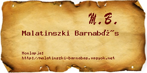 Malatinszki Barnabás névjegykártya